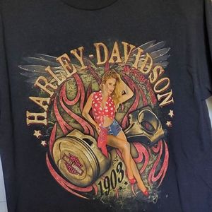 Harley Davidson tshirt pinup graphic